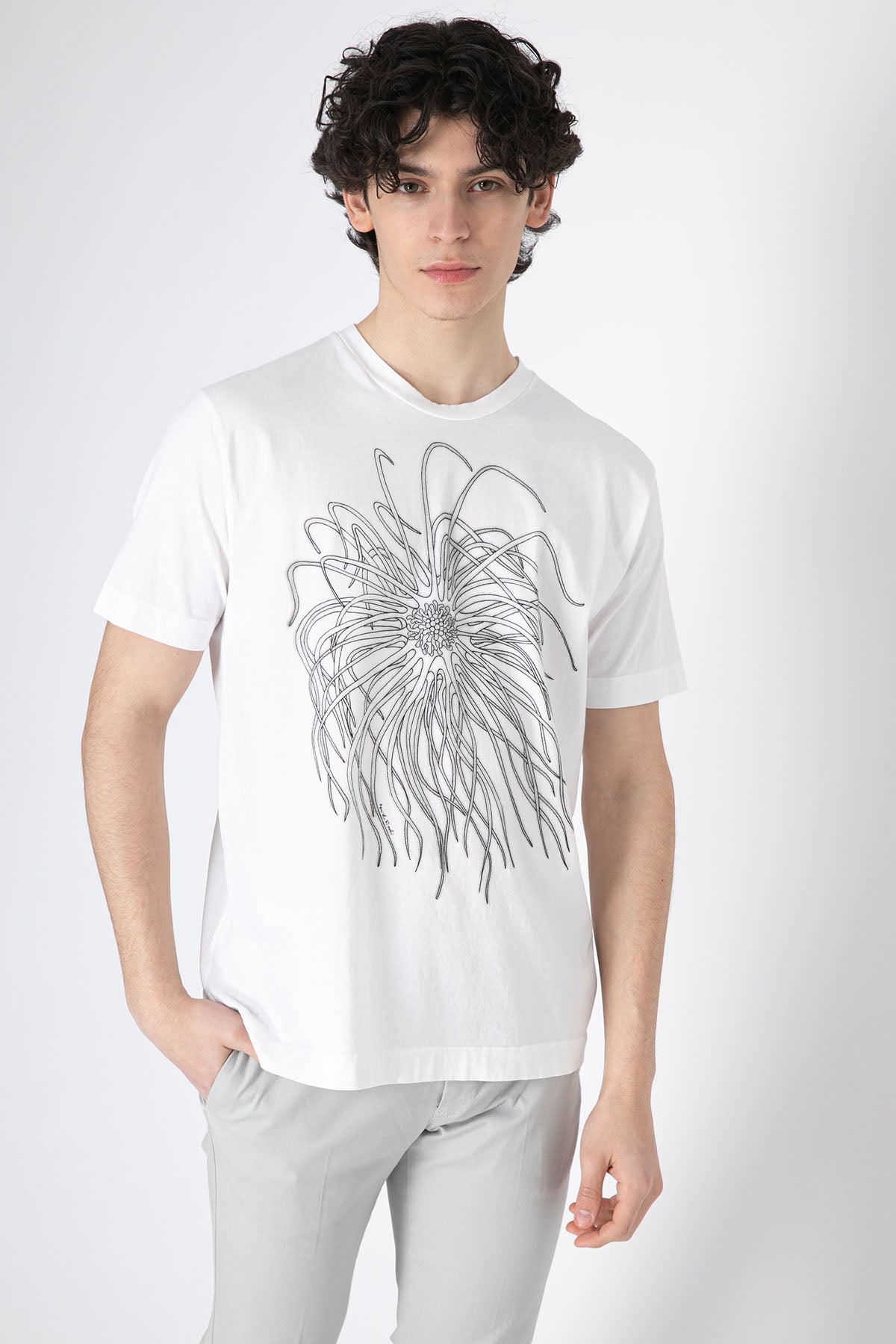 Manifattura Yuvarlak Yaka Desenli T-shirt-Libas Trendy Fashion Store