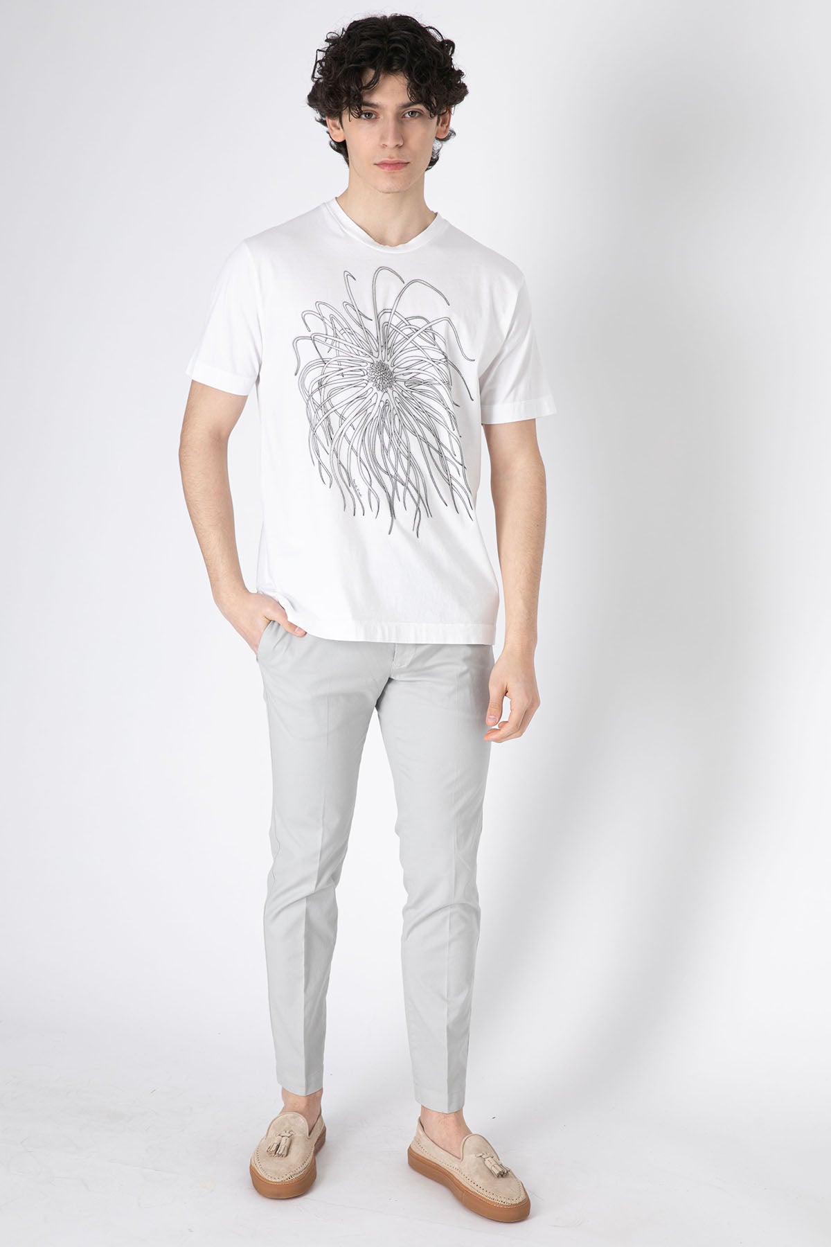 Manifattura Yuvarlak Yaka Desenli T-shirt-Libas Trendy Fashion Store