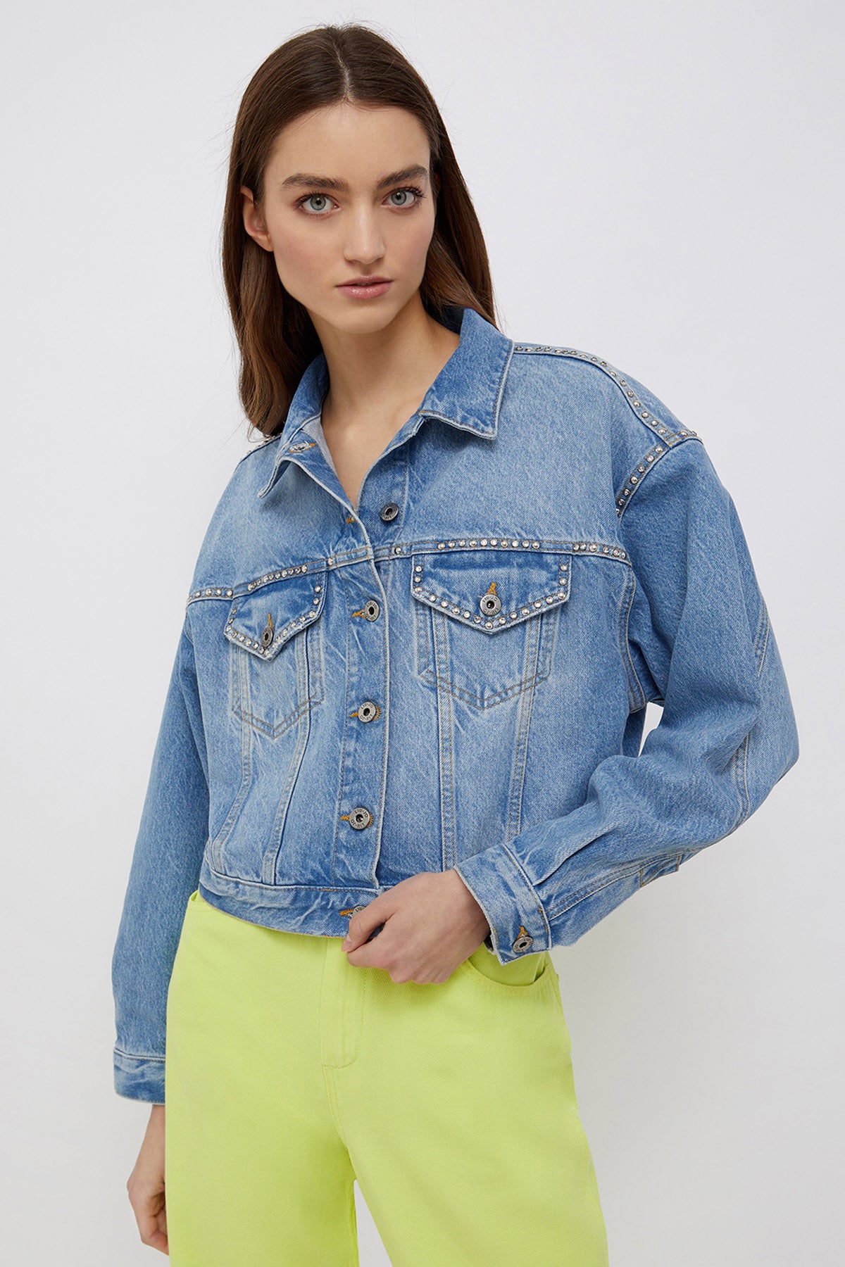 Liu Jo Geniş Kesim Crop Denim Ceket-Libas Trendy Fashion Store